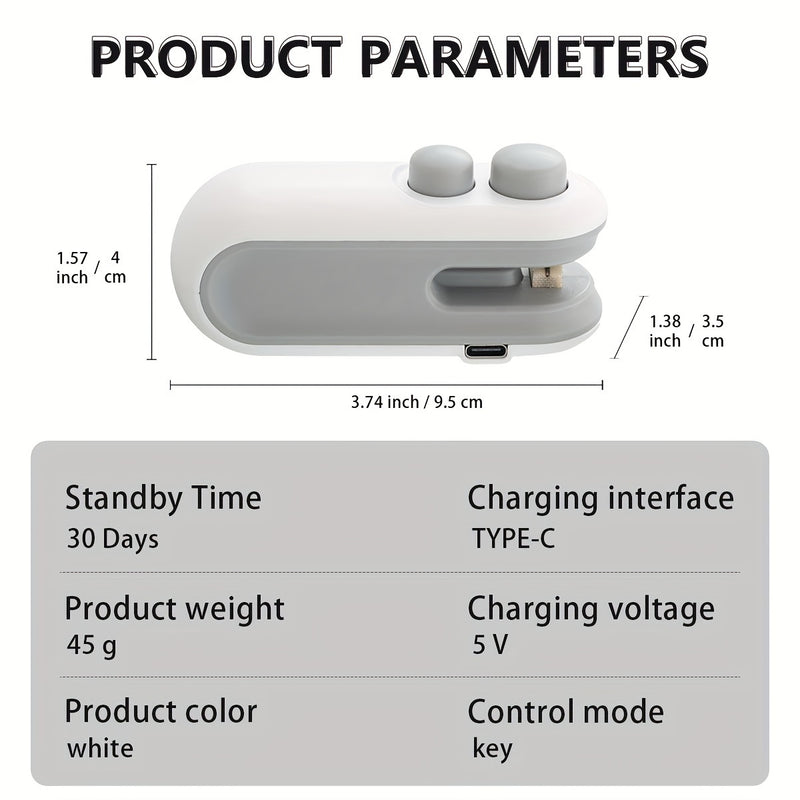 Mini selador plástico portátil - Bateria de lítio recarregável USB 300 mAh