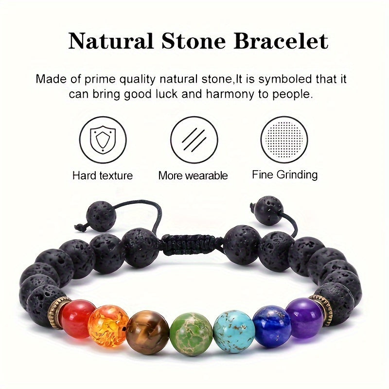 Pulseira de Cura de 7 chakras - Pulseira de Roda de Ioga com Pedras Natural