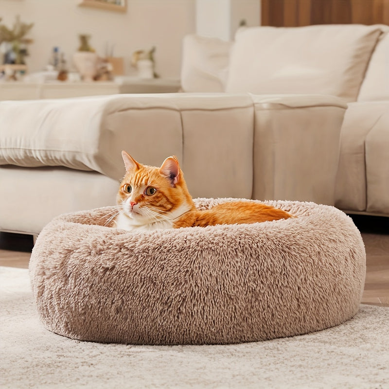 Cama calmante para cães e gatos - cama redonda macia