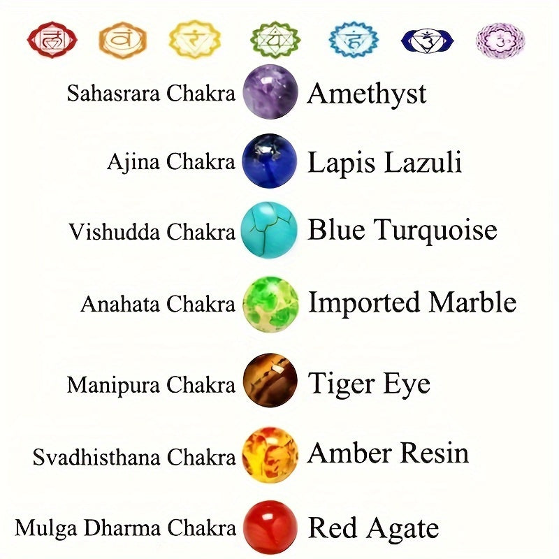 Pulseira de Cura de 7 chakras - Pulseira de Roda de Ioga com Pedras Natural